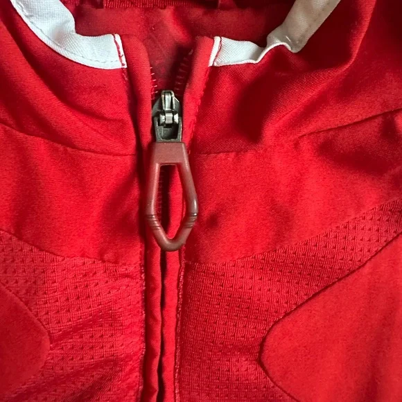 Adidas Crimson Hooded Jacket with White Stripes - Picture 2 of 2